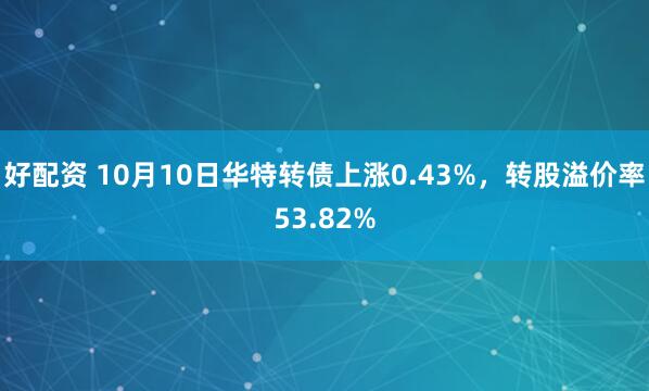好配资 10月10日华特转债上涨0.43%,转股溢价率53.82%